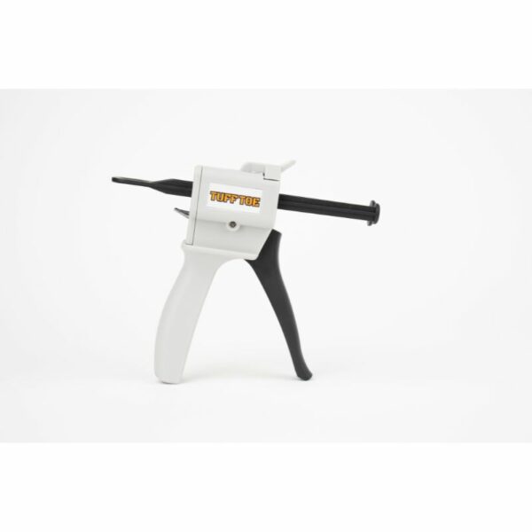 A TUFF TOE adhesive dispenser gun with the brand's logo prominently displayed, set against a clean white background.